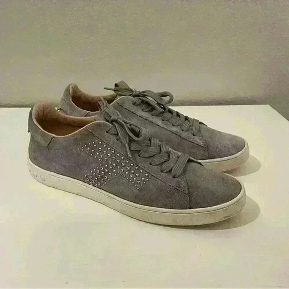Tod's Shoes - Tod's Trainers Sneakers Womens Beige Suede Studded Low Top Lace Up‎ Size 7.5